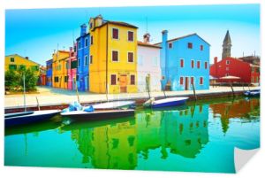 Wenecja gród kanał wyspie burano, kolorowe domy, Kościół