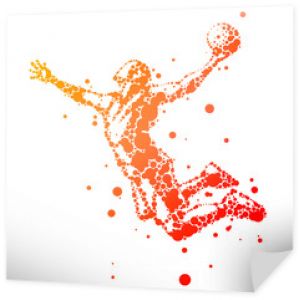 ilustracja abstrakcyjnego koszykarza w skoku