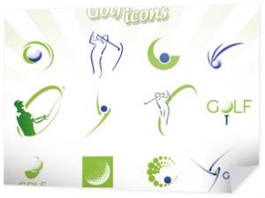 Kolekcja ikon golfa na białym tle, ilustracji wektorowych vector