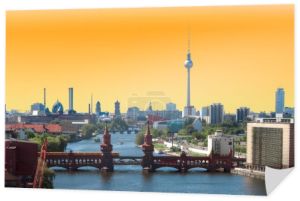 zachód słońca panoramę Berlina