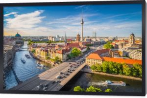 Berlin skyline panorama with Spree river at sunset, Germany