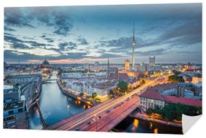 Berlin panoramę panorama w zmierzch błękitne godzinę, Niemcy