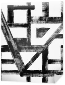 Grungy abstrakcyjne malarstwo monochromatyczne  geometryczny, ze złamaną szczotką