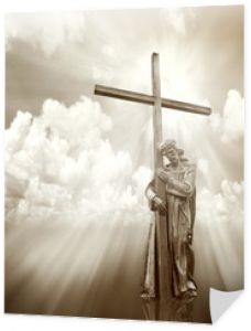 Jezus trzyma krzyż