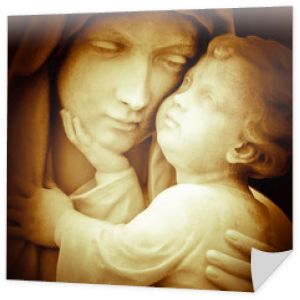 Vintage wizerunek Maryi Dziewicy niosącej Dzieciątko Jezus