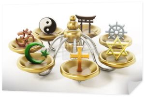 Duchowe i religijne symbole odizolowane na białym. Ilustracja 3D