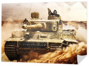 Wrogie czołgi poruszające się po pustyni