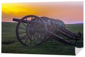 Cztery sztuki artylerii z rzędu w Antietam National Battlefie