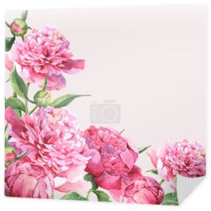 Różowe piwonie akwarela rocznika kartkę z życzeniami