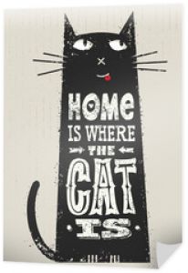 Dom jest tam, gdzie jest kot. Zabawny cytat o zwierzętach domowych. Wektor znakomita koncepcja drukowania typografii na tle plamy