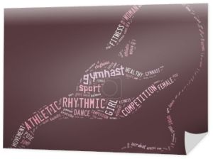 rytmiczne gimnastyczne piktogram z powiązanych sformułowań na różowy backg