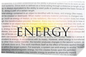 wpisywany tekst energii na papierze