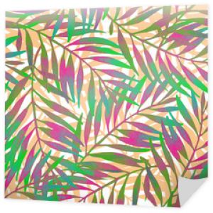 Ręcznie malowany tropikalny liść w żywych kolorach rave na białym tle.
