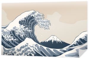 Fale oceanu, ilustracja w stylu japońskim