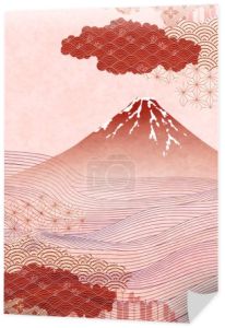Mount Fuji autumn wave Japanese pattern background