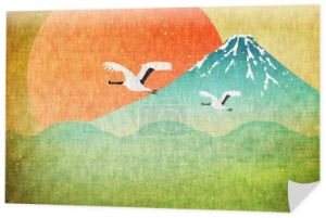 Mount Fuji Nowy Rok karty Sunrise tło