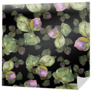 Camellia czerwone i purpurowe kwiaty. Akwarela, ilustracja zestaw. Bezszwowe tło wzór. Tkanina tapeta tekstura wydruku.