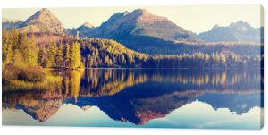 górskie jezioro we włoskich Alpach, kolory retro, vintage