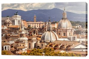 Panoramę Rzymu, Włochy. Architektura Rzymu i punkt orientacyjny, pejzaż miejski. Panorama starożytnego miasta Rzym, Włochy.