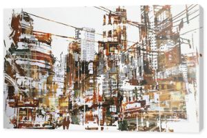 ilustracyjny obraz miejskiego miasta z grunge tekstur