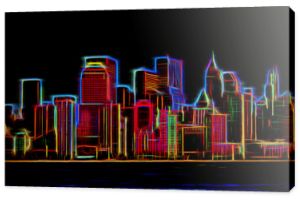 Manhattan skyline świecący neon