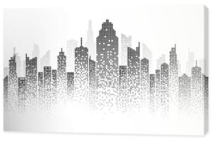 miasto panorama wektor ilustracja miejski krajobraz stworzony przez położenie czarnych okien na białym tle