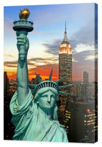 Statua Wolności i panorama Nowego Jorku