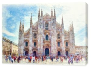 Malarstwo akwarelowe katedry w Mediolanie