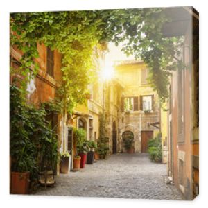 Widok na starą ulicę w Trastevere w Rzymie