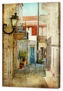 stare greckie ulice - artystyczny obraz