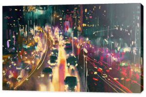 lekkie ślady na ulicy w nocy, cyfrowe malowanie ilustracji