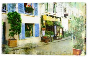 Ulice starego Montmartre (Paryż)-akwarela styl
