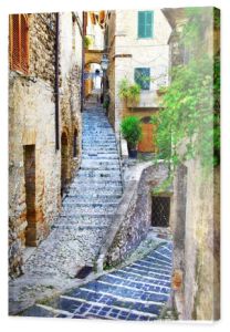piękne uliczki średniowiecznej wioski włoski, artystyczne vin