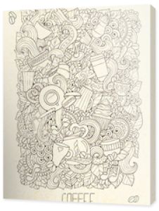 Ilustracja wektorowa Doodle rysowane ręcznie kawy. Szablon projektu.