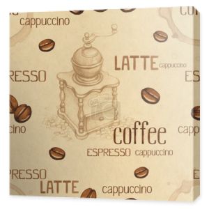 wzór z ilustracjami kawa i kawa g