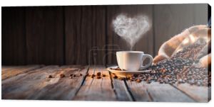 Tradycyjne Coffee Cup STEAM-serce w stylu rustykalnym drewna