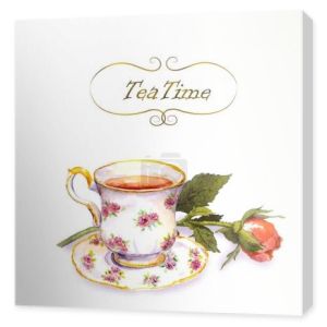 Filiżanka herbaty z herbaty, Róża Kwiat. Karta kolorów wody