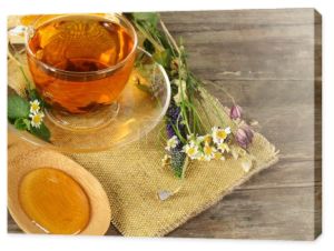 herbata i miód na tle - koncepcja żywności ekologicznej