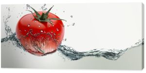 Czerwone pomidory w plusk wody