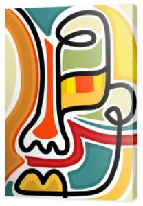 Jedna linia rysunek streszczenie ludzką twarz. Portret plemienny sztuki nowoczesnej linii ciągłej. Ilustracja wektorowa w stylu etnicznym na plakaty, dekoracje ścienne, torba na ramię, nadruk na t-shirt, etui na telefon, karty