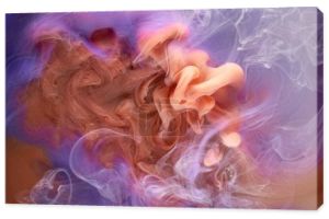 Wielokolorowy pomarańczowy dym liliowy abstrakcyjne tło, farba akrylowa podwodna eksplozja