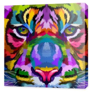 Kolorowe Tiger z bliska na styl geometryczny pop-artu