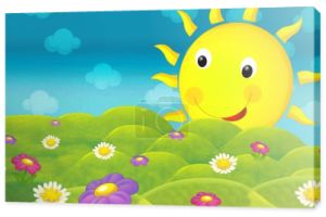 szczęśliwy i kolorowy ilustracja pola i buźkę słońce dla dzieci