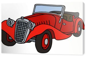 Vintage czerwony roadster, ręcznie rysowane ilustracji wektorowych