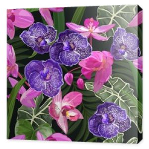 Fioletowy tropikalny kwiat orchidei wzór