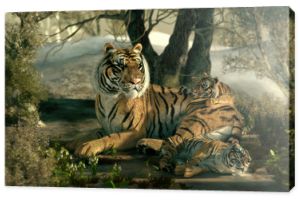 Rodzina tygrysów syberyjskich, 3d CG