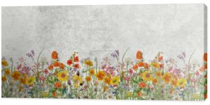 Mural for walls, photo wallpapers, decorative drawing with flowers. Flowers in the grunge style. Background for the wedding.