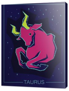 Znak zodiaku Byk na tle nocnego nieba.
