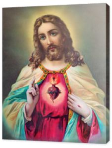 Typowy katolicki obraz Serca Jezusa Chrystusa ze Słowacji