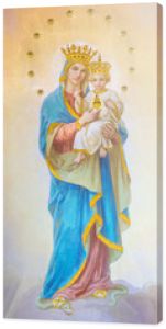 Rzym, Włochy - 12 marca 2016: fresk Madonny na ołtarzu głównym przez nieznanego artystę od początku 20. centów. w kościele Kościół Najświętszej Marii Panny Serca Jezusowego.
